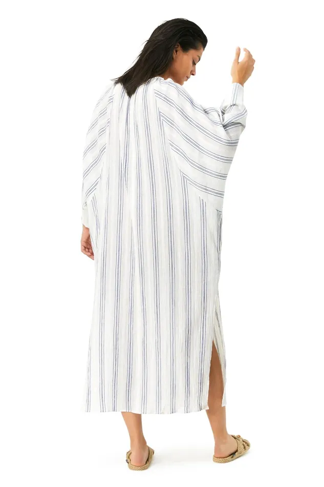 Women Mara Hoffman Dresses Luz Coverup Blue Cream Women Mara Hoffman Dresses Luz Coverup Blue Cream