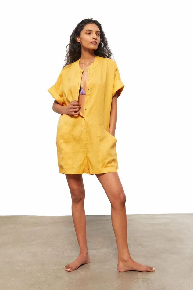 Women Mara Hoffman Jumpsuits and Rompers Lowri Romper Turmeric Women Mara Hoffman Jumpsuits and Rompers Lowri Romper Turmeric