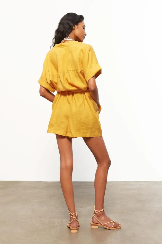 Women Mara Hoffman Jumpsuits and Rompers Lowri Romper Turmeric Women Mara Hoffman Jumpsuits and Rompers Lowri Romper Turmeric