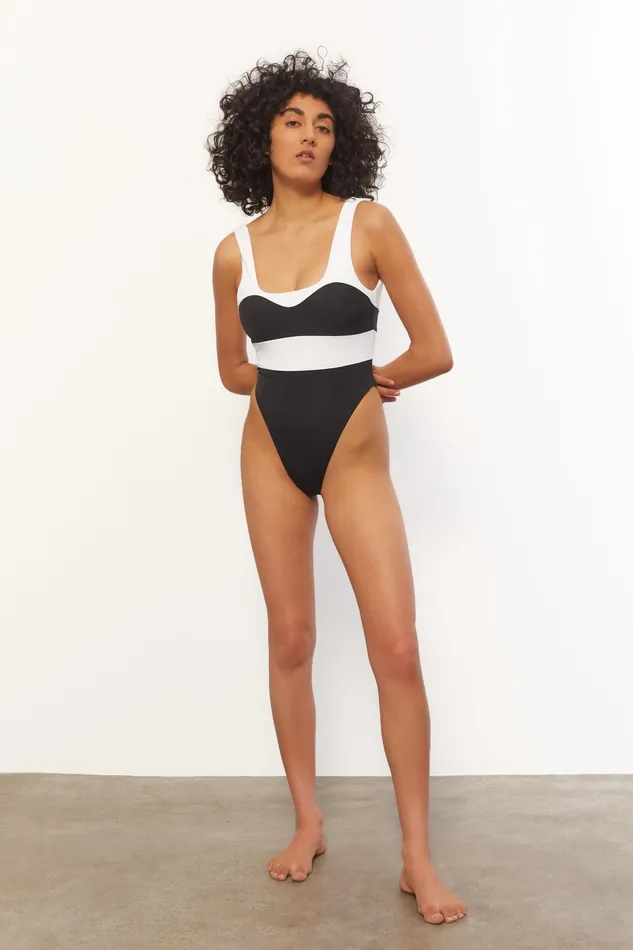 Women Mara Hoffman One Pieces Idalia One Piece Black and White
