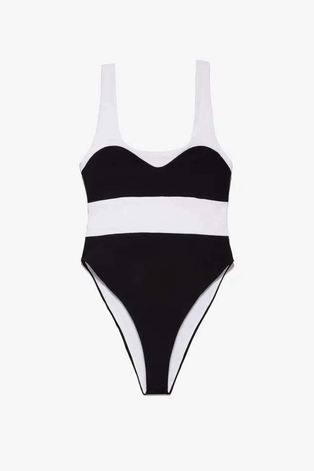Women Mara Hoffman One Pieces Idalia One Piece Black and White Women Mara Hoffman One Pieces Idalia One Piece Black and White