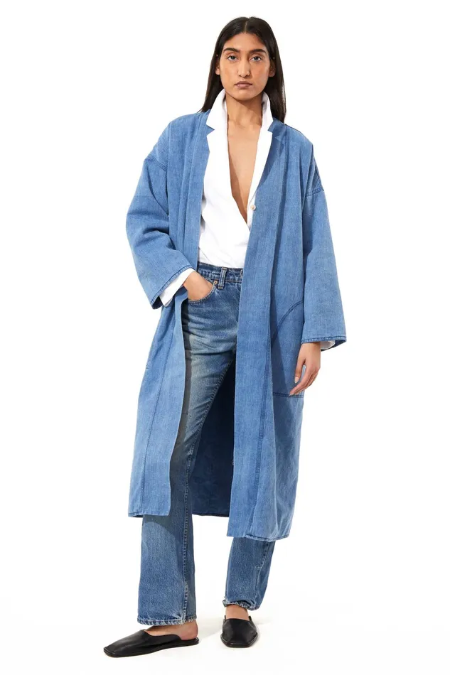 Women Mara Hoffman Outerwear Juhi Coat Denim Blue Women Mara Hoffman Outerwear Juhi Coat Denim Blue