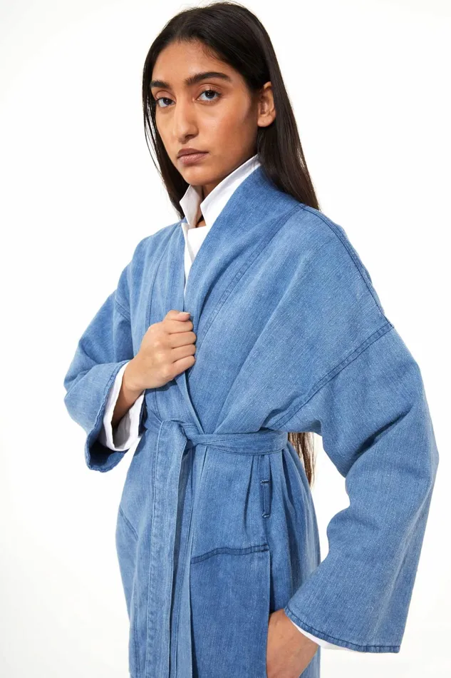 Women Mara Hoffman Outerwear Juhi Coat Denim Blue Women Mara Hoffman Outerwear Juhi Coat Denim Blue