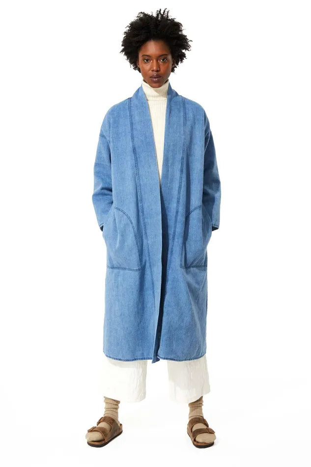 Women Mara Hoffman Outerwear Juhi Coat Denim Blue Women Mara Hoffman Outerwear Juhi Coat Denim Blue