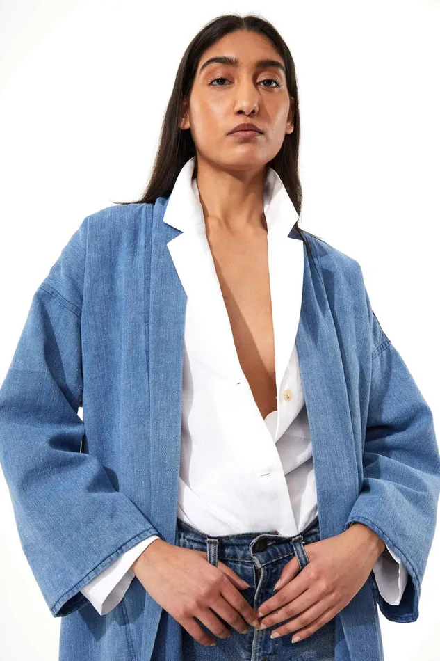 Women Mara Hoffman Outerwear Juhi Coat Denim Blue Women Mara Hoffman Outerwear Juhi Coat Denim Blue