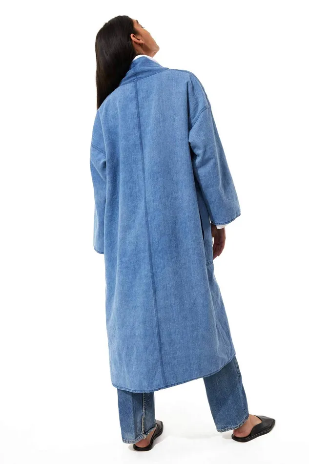 Women Mara Hoffman Outerwear Juhi Coat Denim Blue Women Mara Hoffman Outerwear Juhi Coat Denim Blue