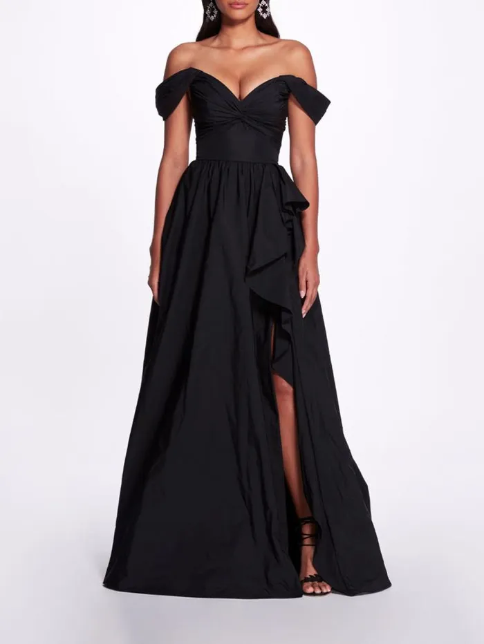 Women Marchesa Dresses Twist Taffeta Gown Black