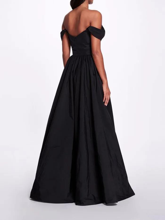 Women Marchesa Dresses Twist Taffeta Gown Black