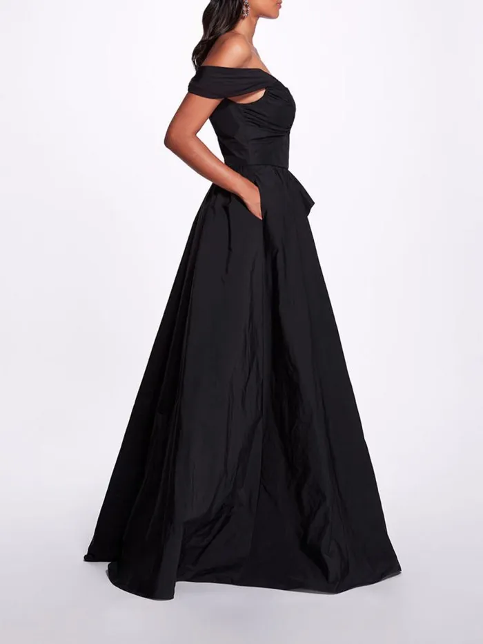 Women Marchesa Dresses Twist Taffeta Gown Black