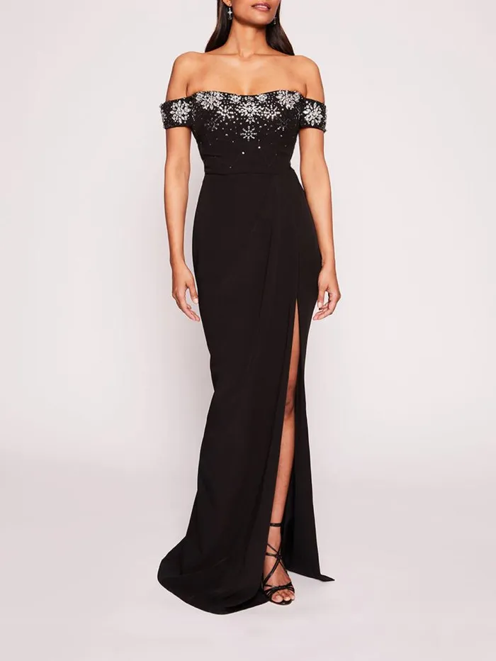 Women Marchesa Marchesa Notte Draped Bodice Gown Black