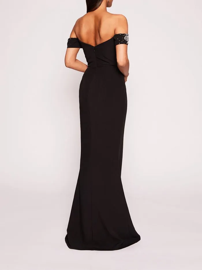 Women Marchesa Marchesa Notte Draped Bodice Gown Black