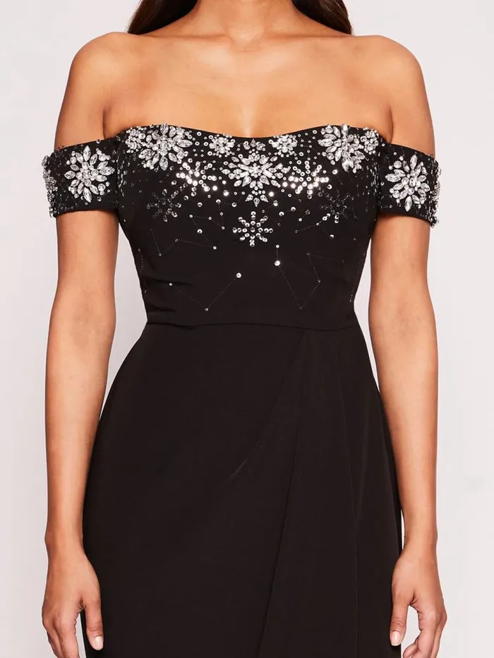 Women Marchesa Marchesa Notte Draped Bodice Gown Black