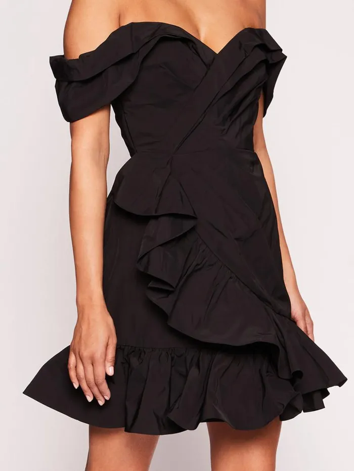 Women Marchesa Marchesa Notte Draped Taffeta Mini Dress Black