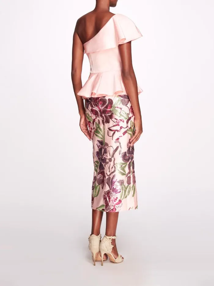 Women Marchesa Marchesa Notte Duchess Degrade Midi Dress Blush Multi