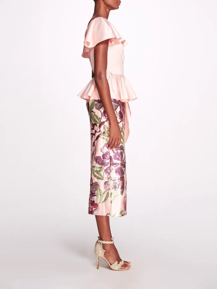 Women Marchesa Marchesa Notte Duchess Degrade Midi Dress Blush Multi