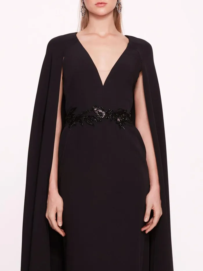Women Marchesa Marchesa Notte Embroidered Belt Kaftan Black