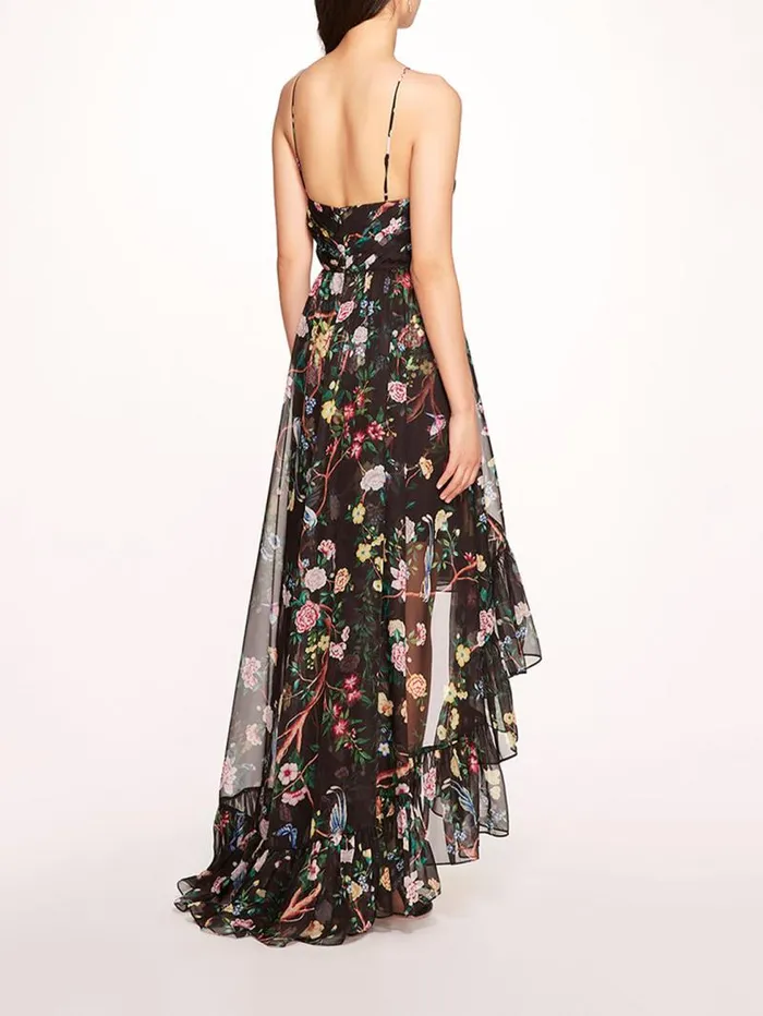 Women Marchesa Marchesa Notte Flowering Halter HighLow Gown Black Multi