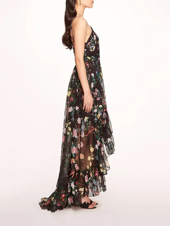 Women Marchesa Marchesa Notte Flowering Halter HighLow Gown Black Multi