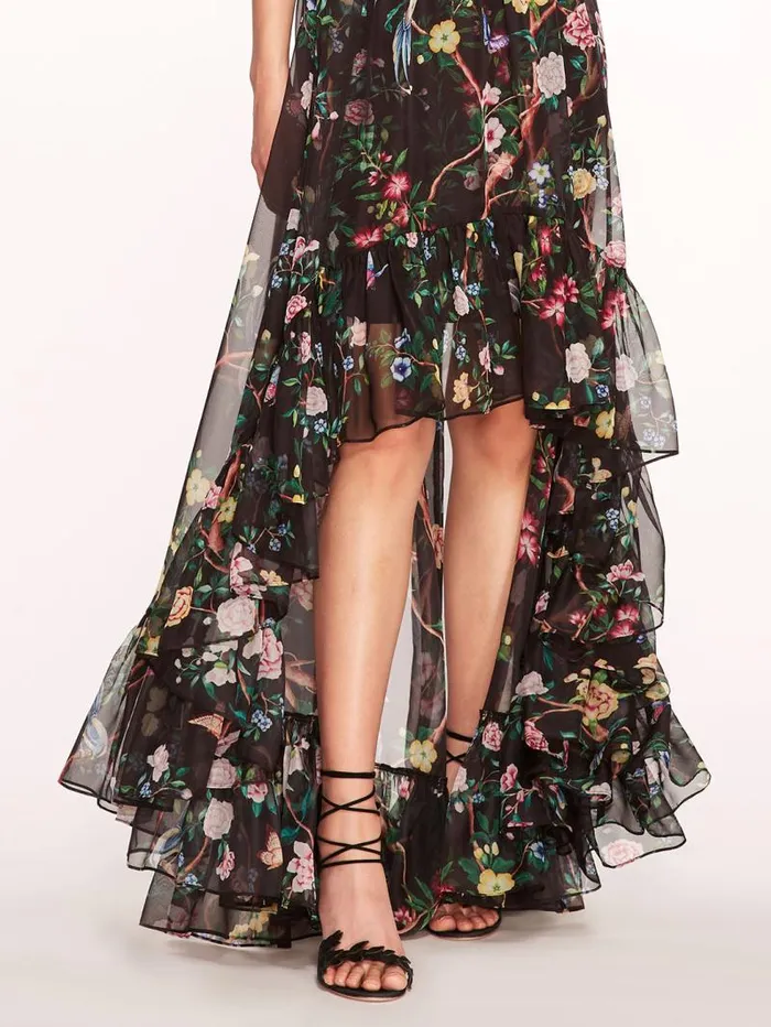 Women Marchesa Marchesa Notte Flowering Halter HighLow Gown Black Multi