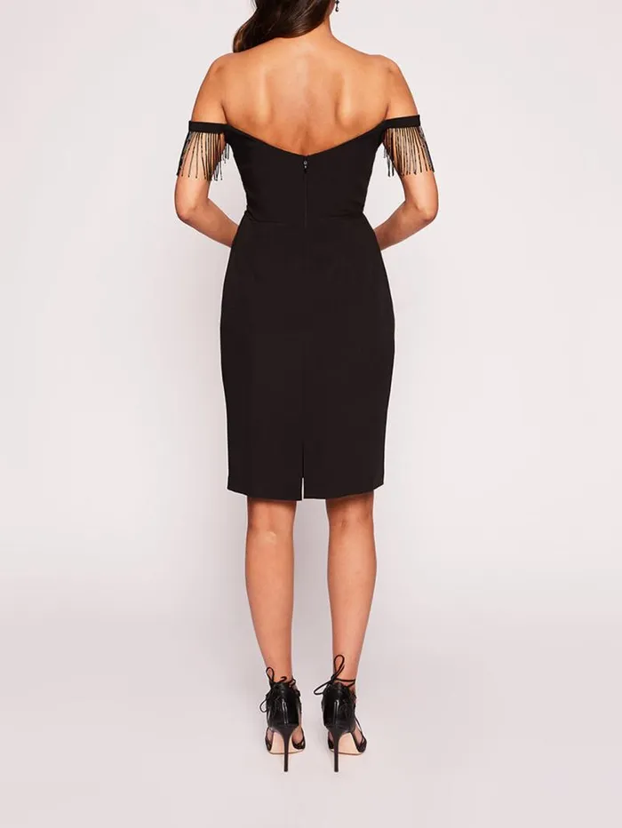 Women Marchesa Marchesa Notte Flutter Mini Dress Black
