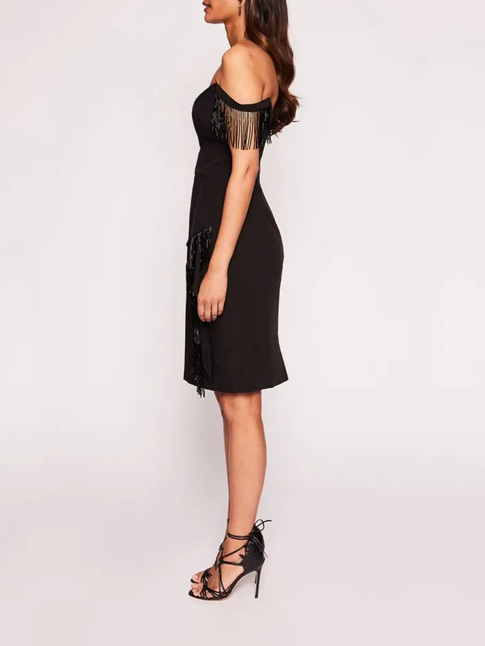 Women Marchesa Marchesa Notte Flutter Mini Dress Black