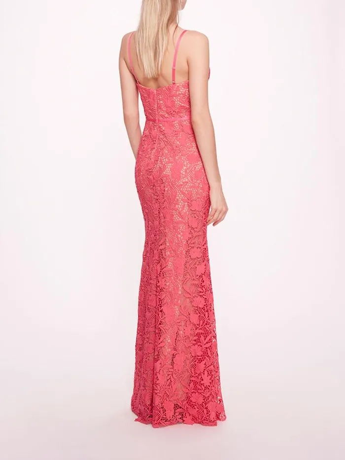 Women Marchesa Marchesa Notte Lace Mermaid Gown Bright Pink