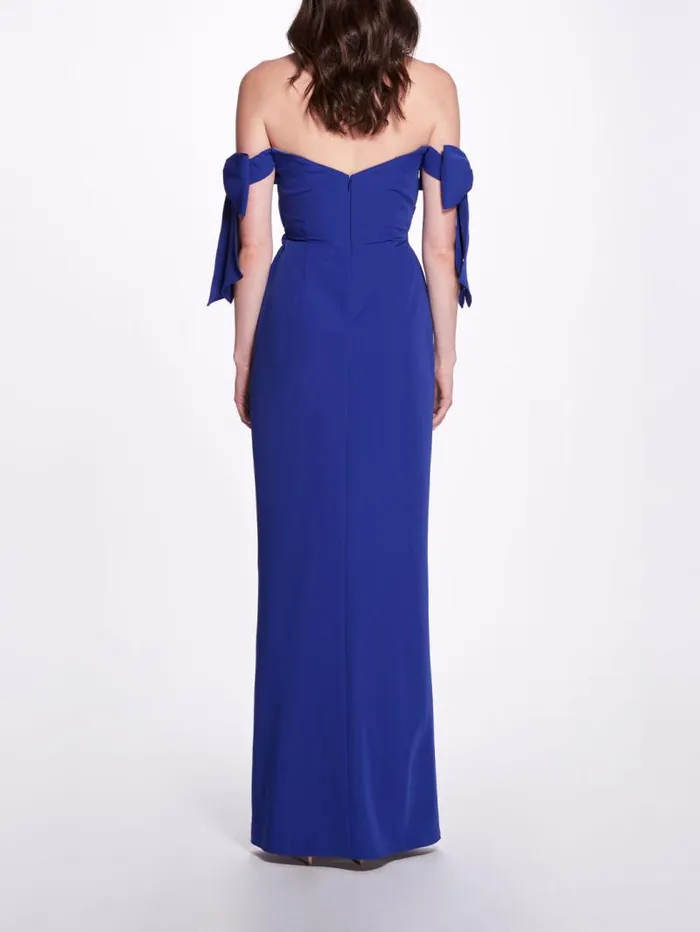 Women Marchesa Marchesa Notte Off Shoulder Bow Sleeve Gown Lapis