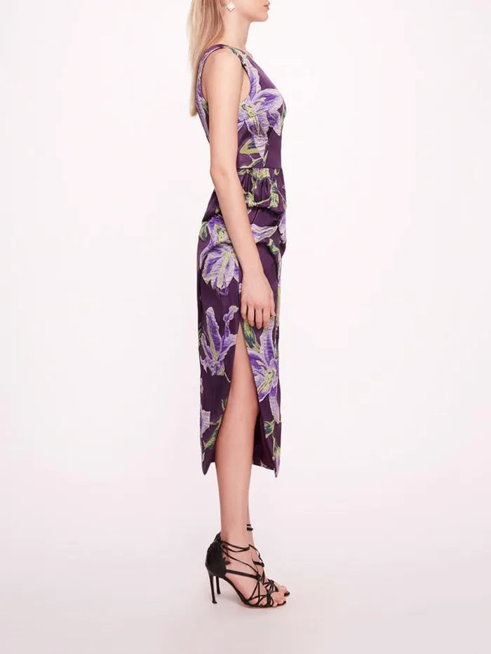 Women Marchesa Marchesa Notte One Shoulder Drape Midi Dress Purple