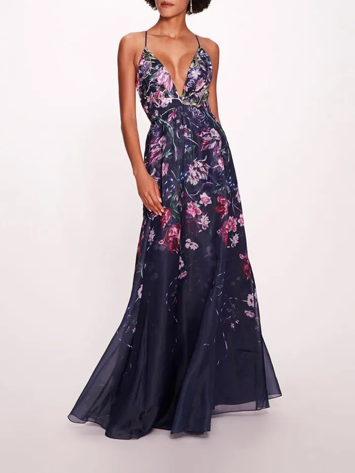 Women Marchesa Marchesa Notte Ribbons Gown Navy Multi