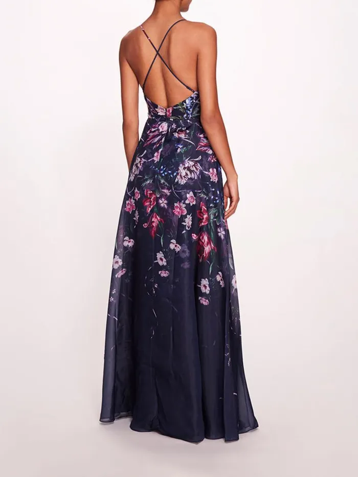 Women Marchesa Marchesa Notte Ribbons Gown Navy Multi