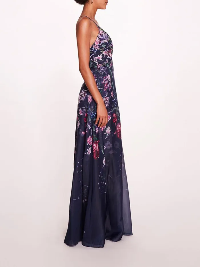 Women Marchesa Marchesa Notte Ribbons Gown Navy Multi
