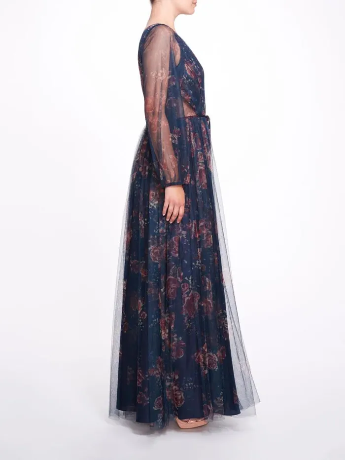 Women Marchesa Marchesa Notte Salerno Printed Midnight