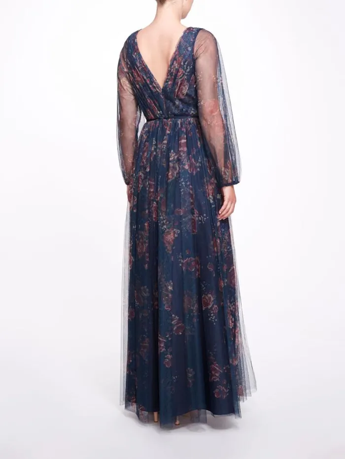 Women Marchesa Marchesa Notte Salerno Printed Midnight