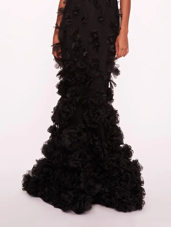 Women Marchesa Marchesa Notte Tulle Rosette Gown Black
