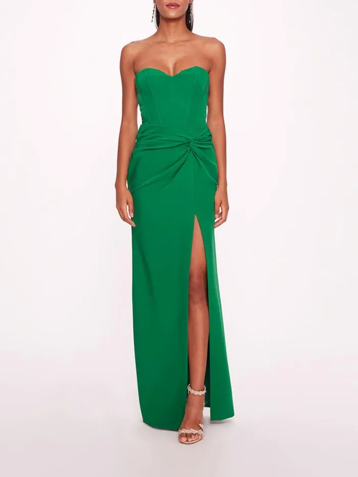 Women Marchesa Marchesa Notte Twist Crepe Column Gown Emerald