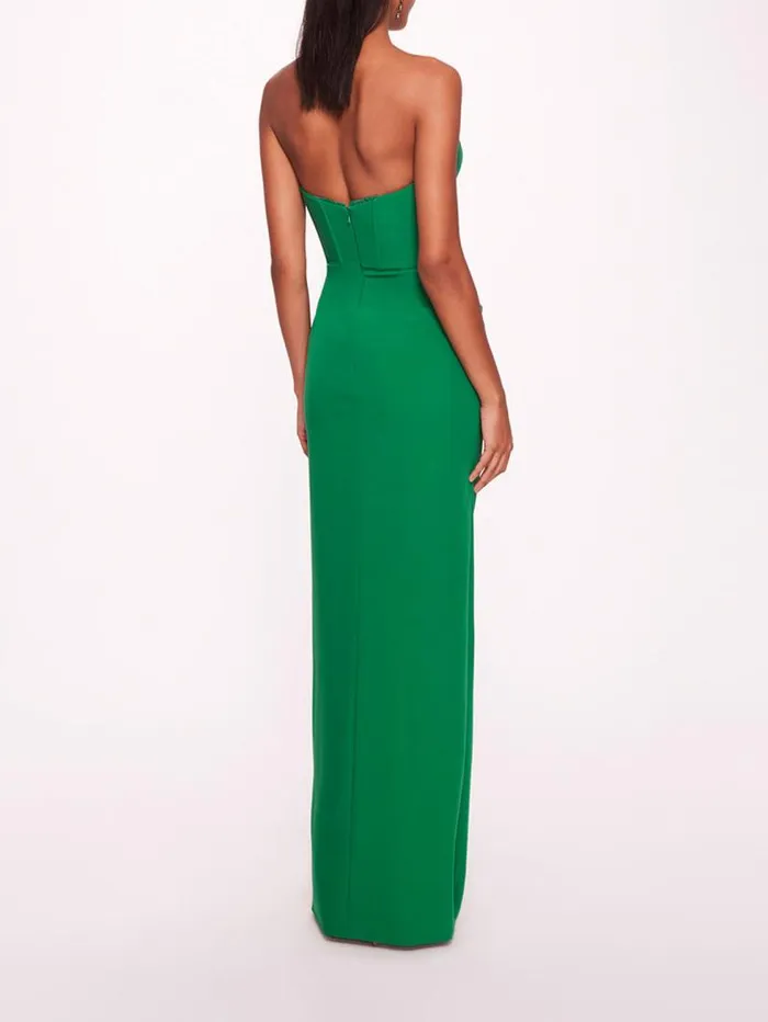 Women Marchesa Marchesa Notte Twist Crepe Column Gown Emerald