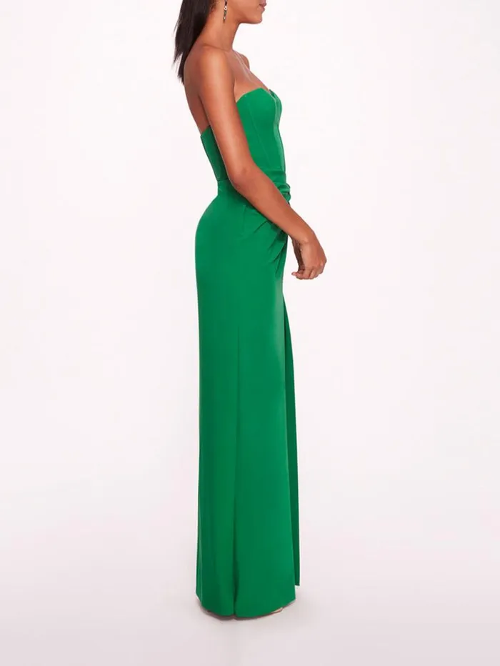 Women Marchesa Marchesa Notte Twist Crepe Column Gown Emerald