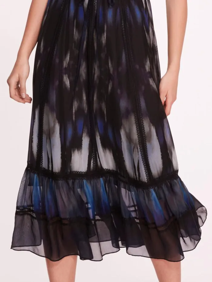 Women Marchesa Marchesa Rosa Abstract Viscose Midi Dress Blue Multi