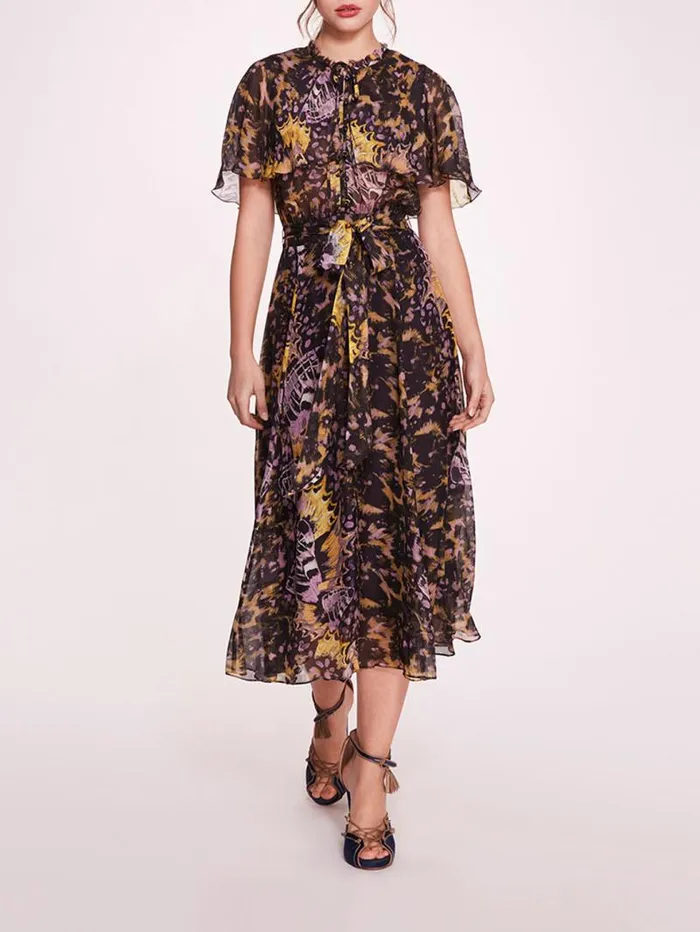 Women Marchesa Marchesa Rosa Monarch Midi Dress Purple Multi