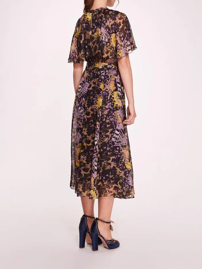 Women Marchesa Marchesa Rosa Monarch Midi Dress Purple Multi