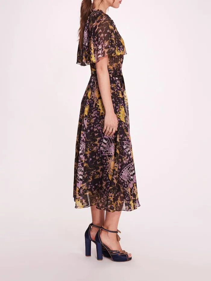 Women Marchesa Marchesa Rosa Monarch Midi Dress Purple Multi