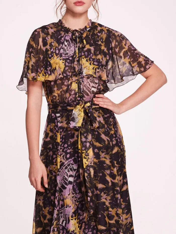 Women Marchesa Marchesa Rosa Monarch Midi Dress Purple Multi