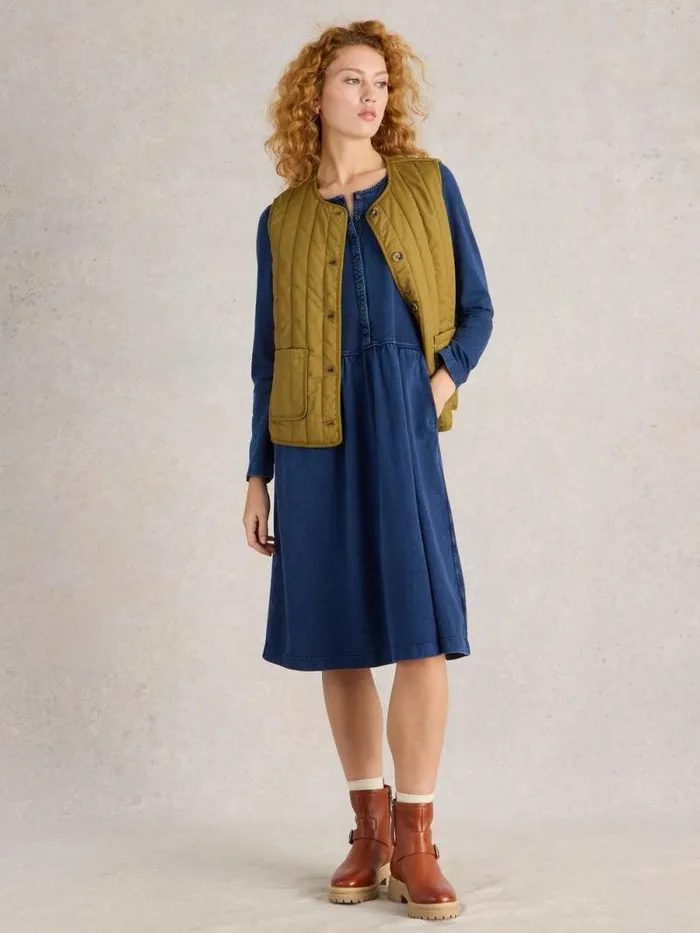 Women Marsia Denim Jersey Dress Mid Denim White Stuff Dresses