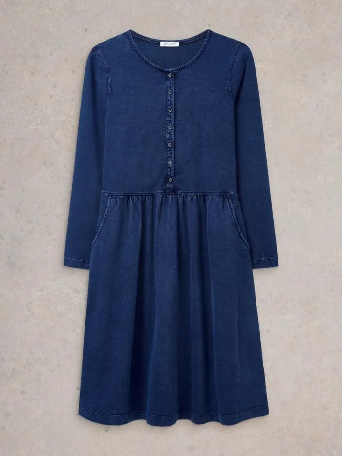 Women Marsia Denim Jersey Dress Mid Denim White Stuff Dresses