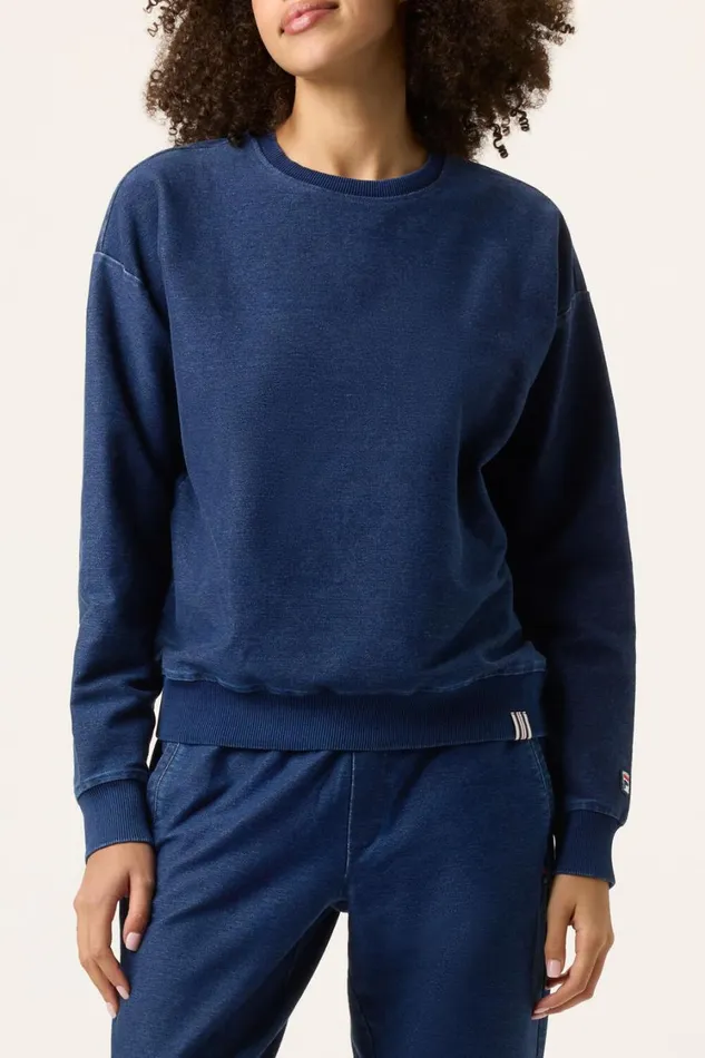 Women Matching Sets Fila Denim Crew Neck Top 401 Indigo Blue