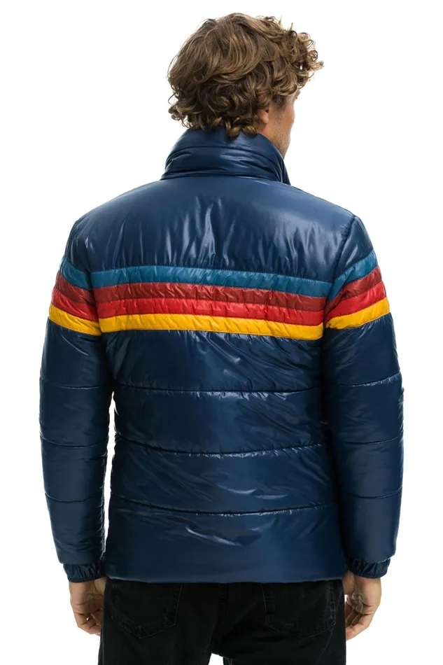 WomenMen Outerwear Aviator Nation 4 STRIPE LUXE TRAVELER JACKET 8211 GLOSSY DEEP BLUE
