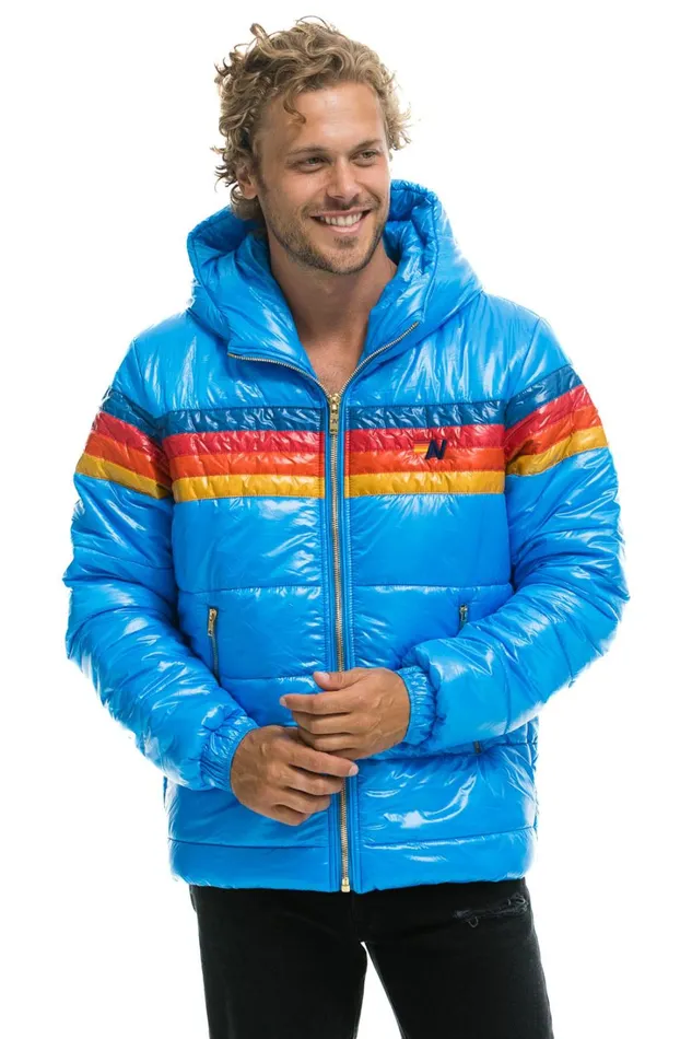 WomenMen Outerwear Aviator Nation 4 STRIPE LUXE TREKKER JACKET 8211 GLOSSY BLUE