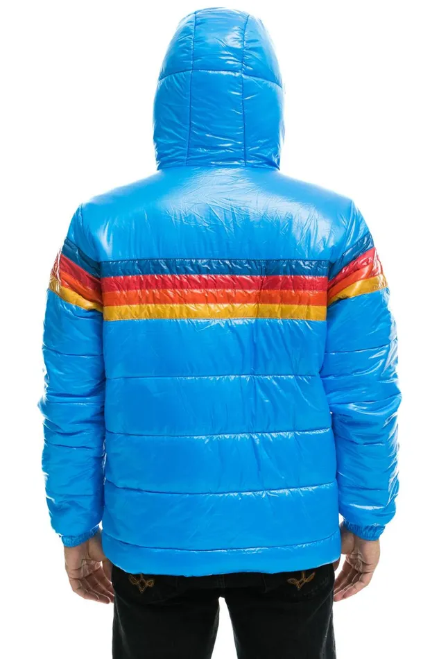 WomenMen Outerwear Aviator Nation 4 STRIPE LUXE TREKKER JACKET 8211 GLOSSY BLUE