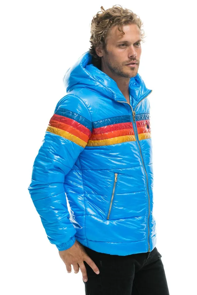 WomenMen Outerwear Aviator Nation 4 STRIPE LUXE TREKKER JACKET 8211 GLOSSY BLUE