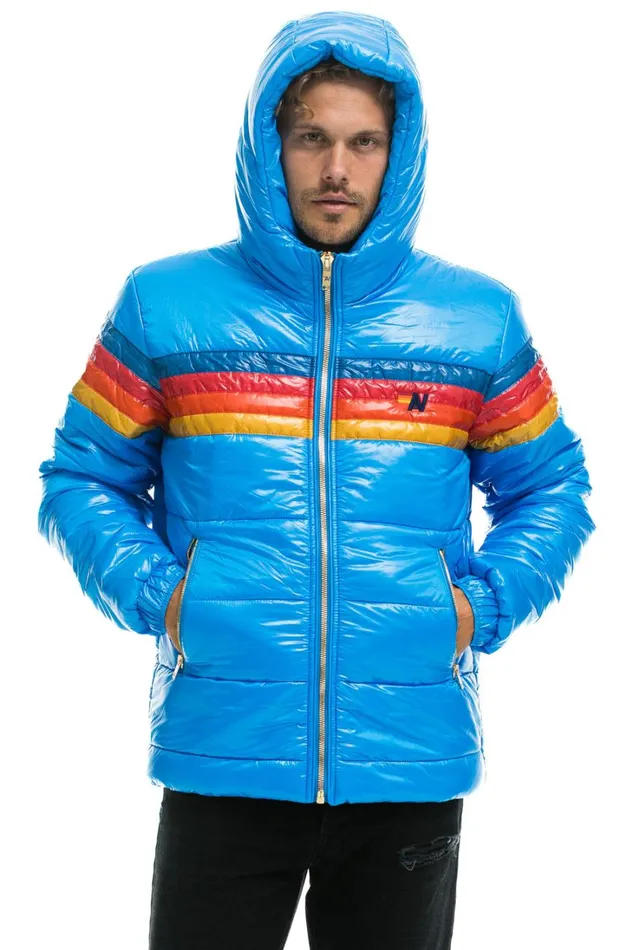 WomenMen Outerwear Aviator Nation 4 STRIPE LUXE TREKKER JACKET 8211 GLOSSY BLUE
